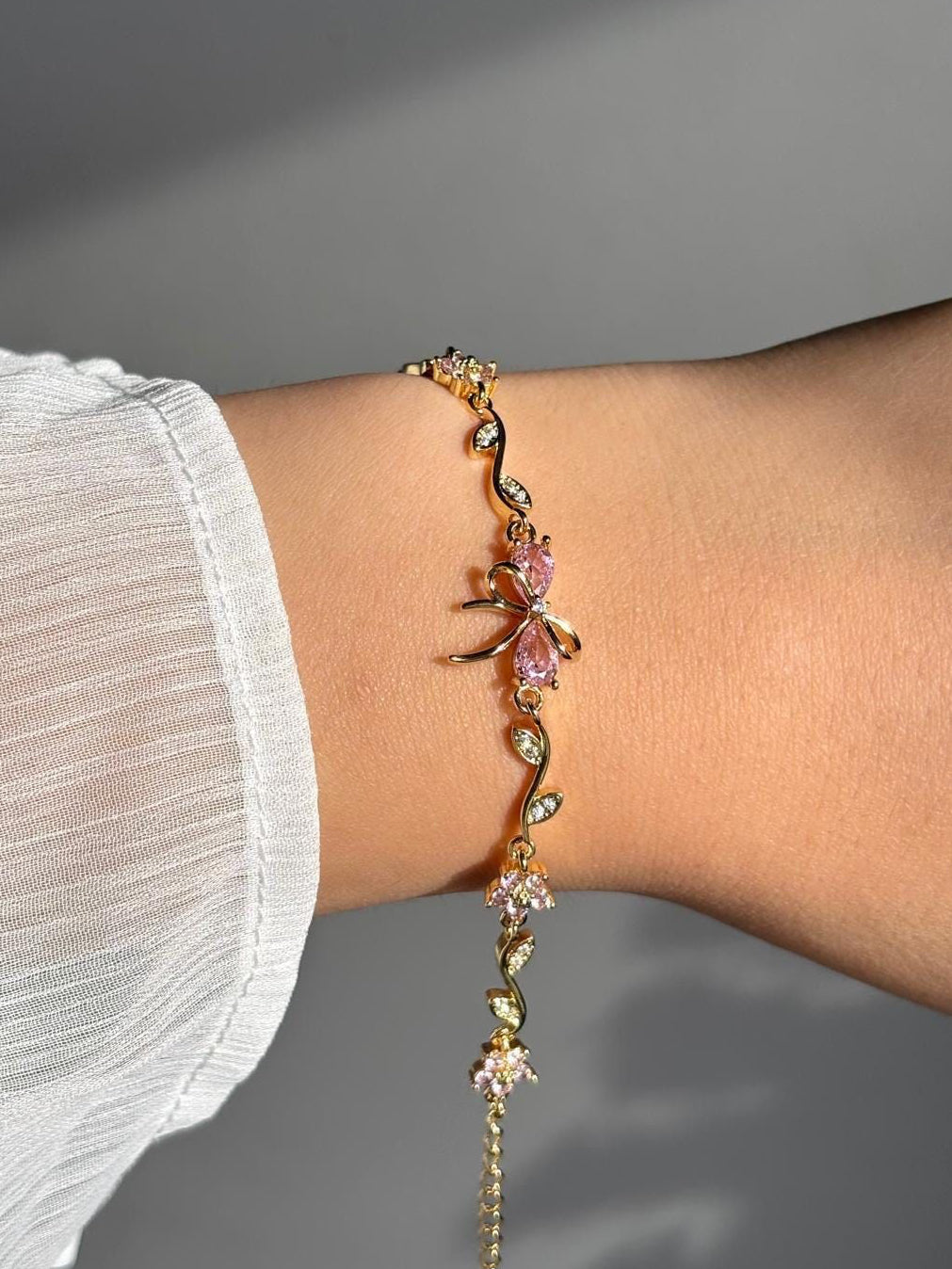 Peachy Blush Bow Bracelet